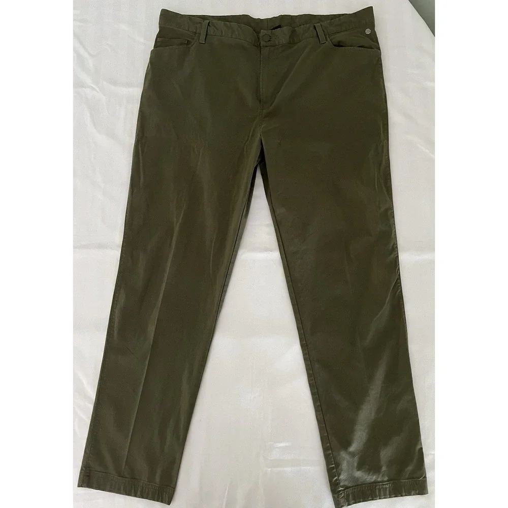 Adidas Go To 5 Pocket Golf Pants Mens Sz 42 Olive Green Stretch Cotton Lyocell